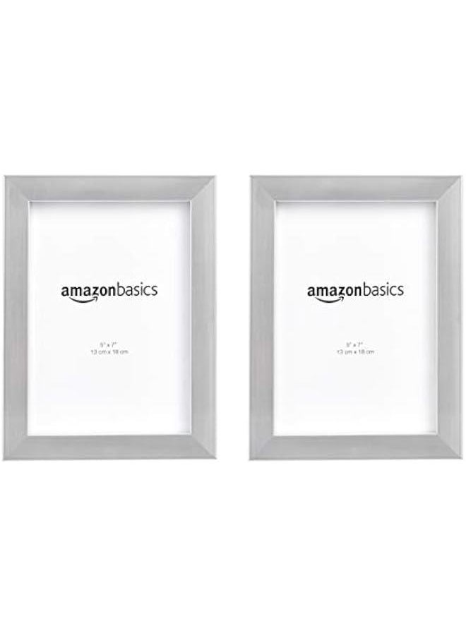 Rectangular Photo Picture Frame, 5 x 7, Pack of 2, 8.31 x 6.30 inches, Nickel