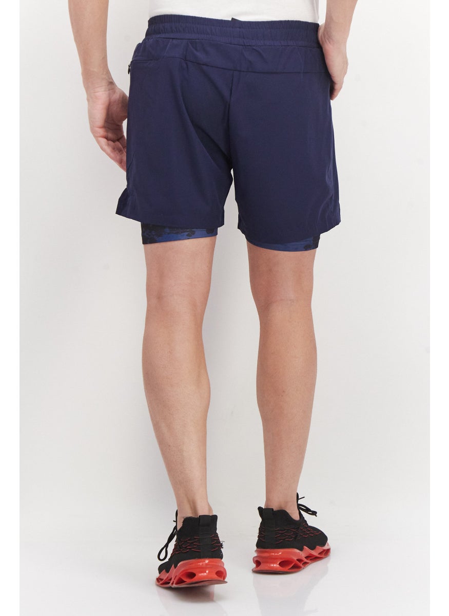 Men Sportswear Fit Training Shorts, Navy Blue