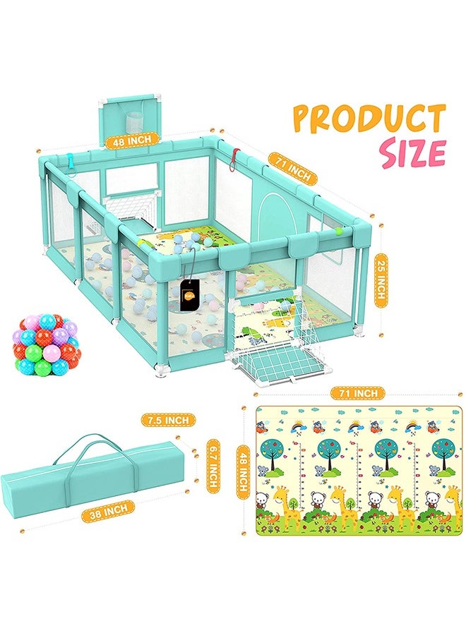 Playpen With Non-Slip Suction Cup And Mat With 50 Ocean Balls