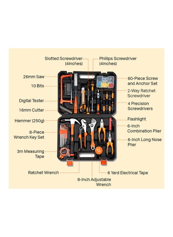 100-Pieces Heavy Duty Tool Set With Bag Multicolour 30cm