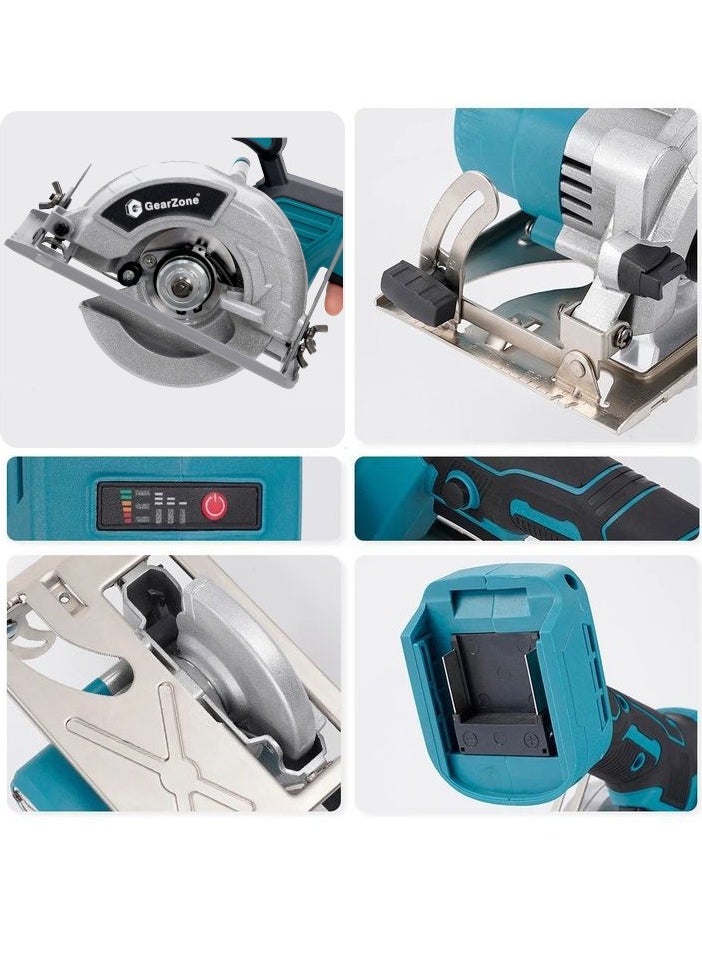 GearZone Cordless Circular Saw, 1200W with 2 Batteries and 2 Saw Blades, Manul Guide, Max Cutting Depth 32mm