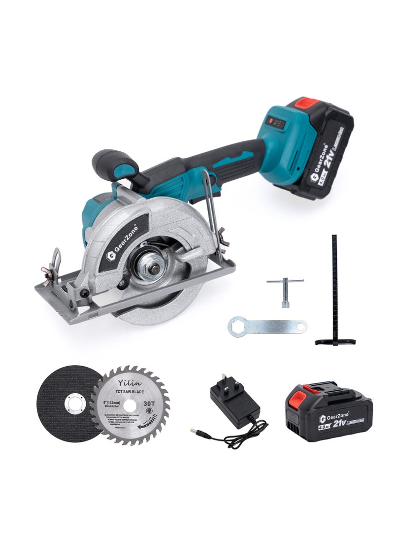 GearZone Cordless Circular Saw, 1200W with 2 Batteries and 2 Saw Blades, Manul Guide, Max Cutting Depth 32mm