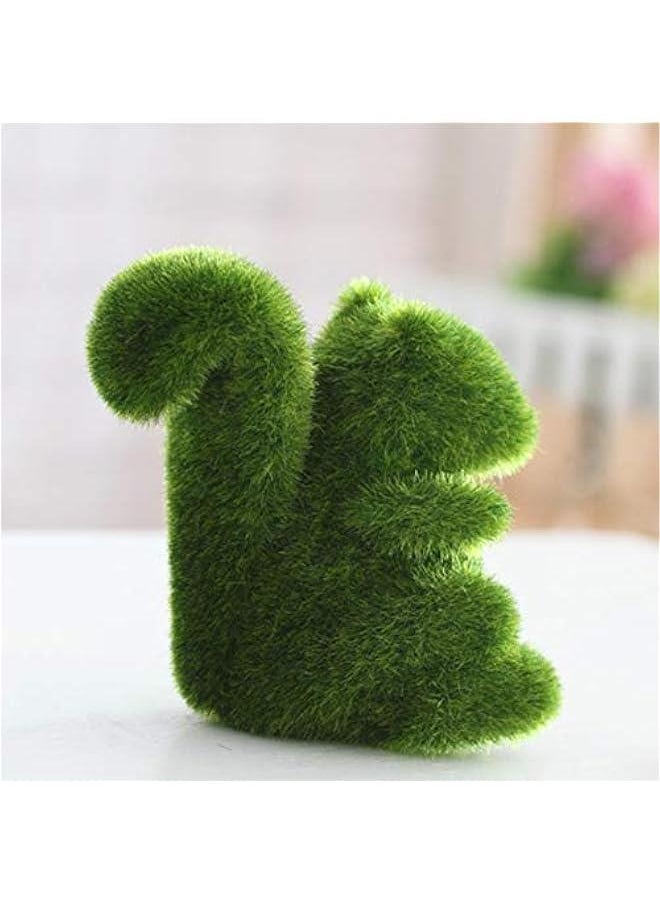 Artificial Moss Squirrel Puppy Faux Moss Covered Squirrel Dog Statue Green Moss Balls Decorative Moss Turf Grass Animal Flocking Ornament for  Decorations (Squirrel)