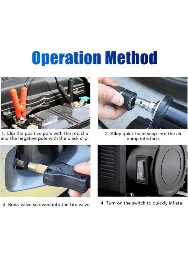 300L/min Car Tire Inflator Dual Cylinder Fast Inflate Heavy Duty All A Tires 150 PSI 12V/24V