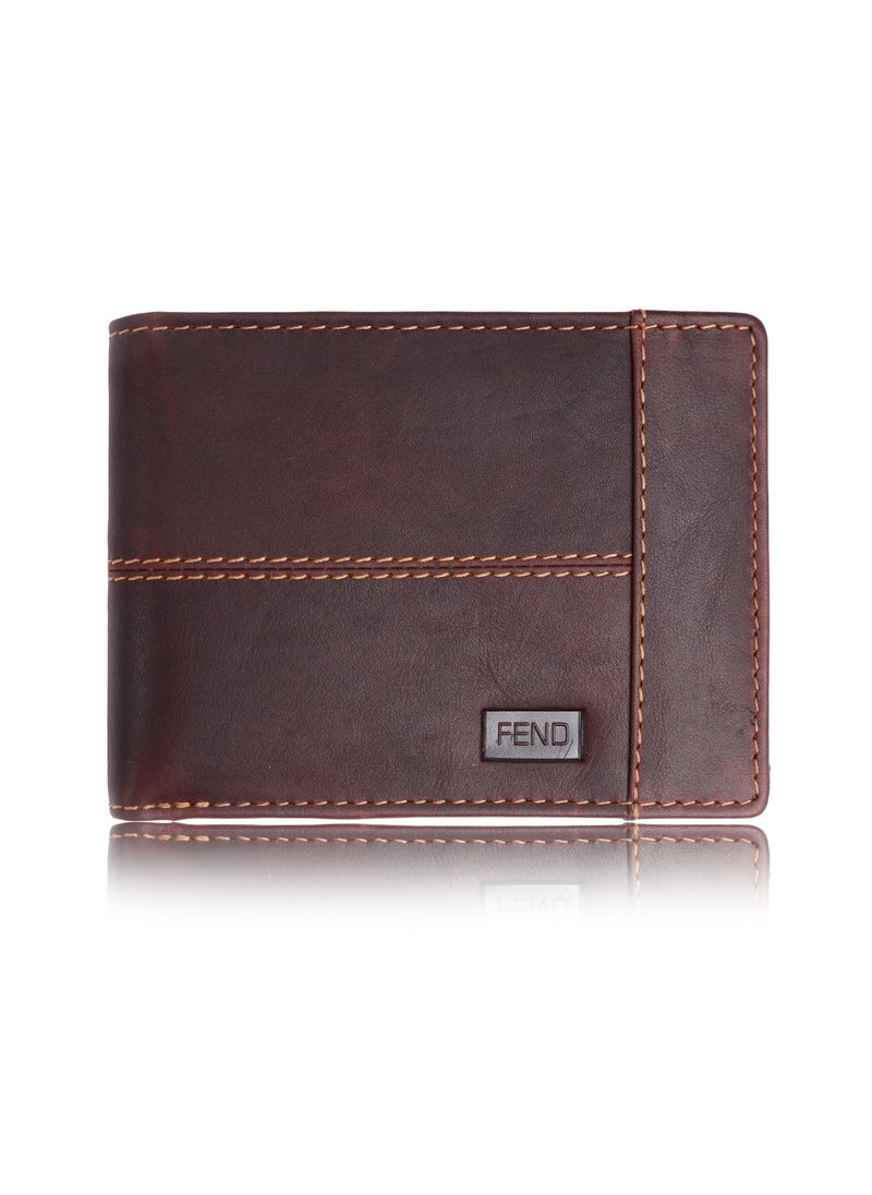 Fend Genuine Leather Men's Wallet with RFID Protection Brown