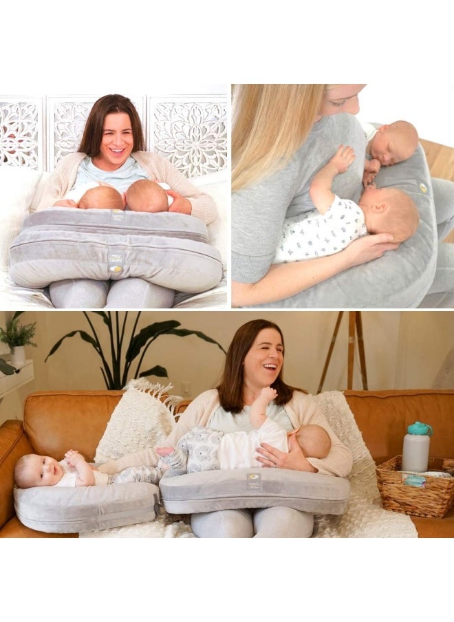 Nurse And Lounge Pillow Grey Breastfeeding Pillow For Twins Or Two Lounge Pillows 8 Uses Xs To Plus Size Woman Preemie 0 12 Mo Babies