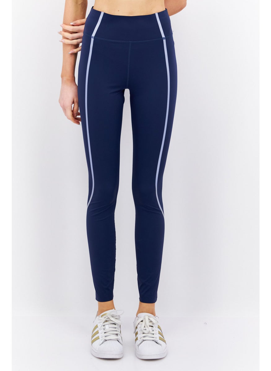 Women Stripe Leggings, Navy