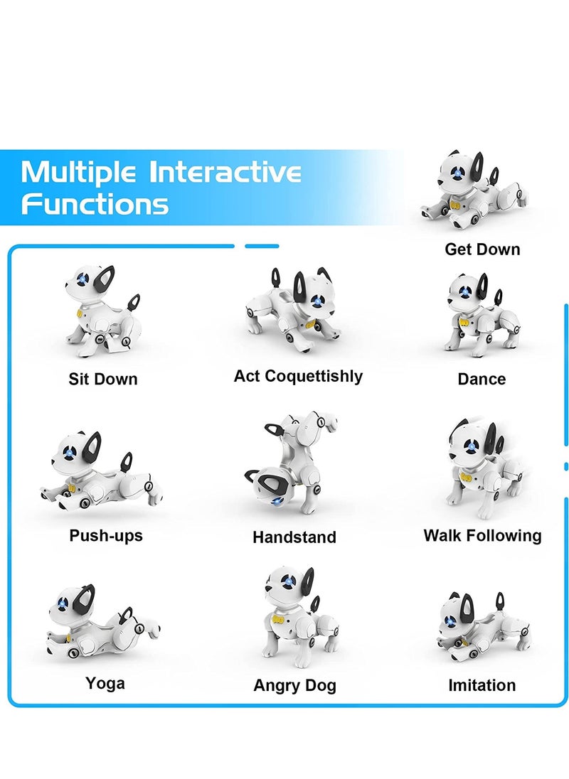 Remote Control Robot Dog Toy Programmable Smart Interactive Robotic Pets, RC Stunt Robot Toys Dog Imitates Animals Music Dancing Handstand Push up Follow Functions for Kids Boys Girls