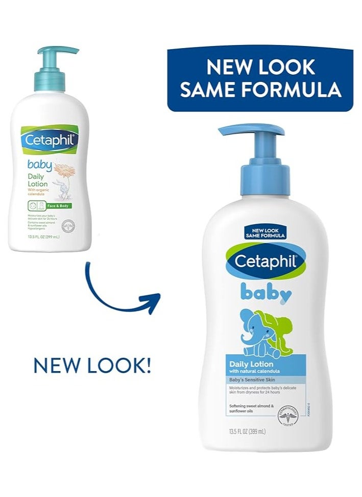 Cetaphil Baby Daily Lotion,Face & Body Moisturizing Lotion for Sensitive Skin with natural Calendula,13.5 FL OZ (399ml)