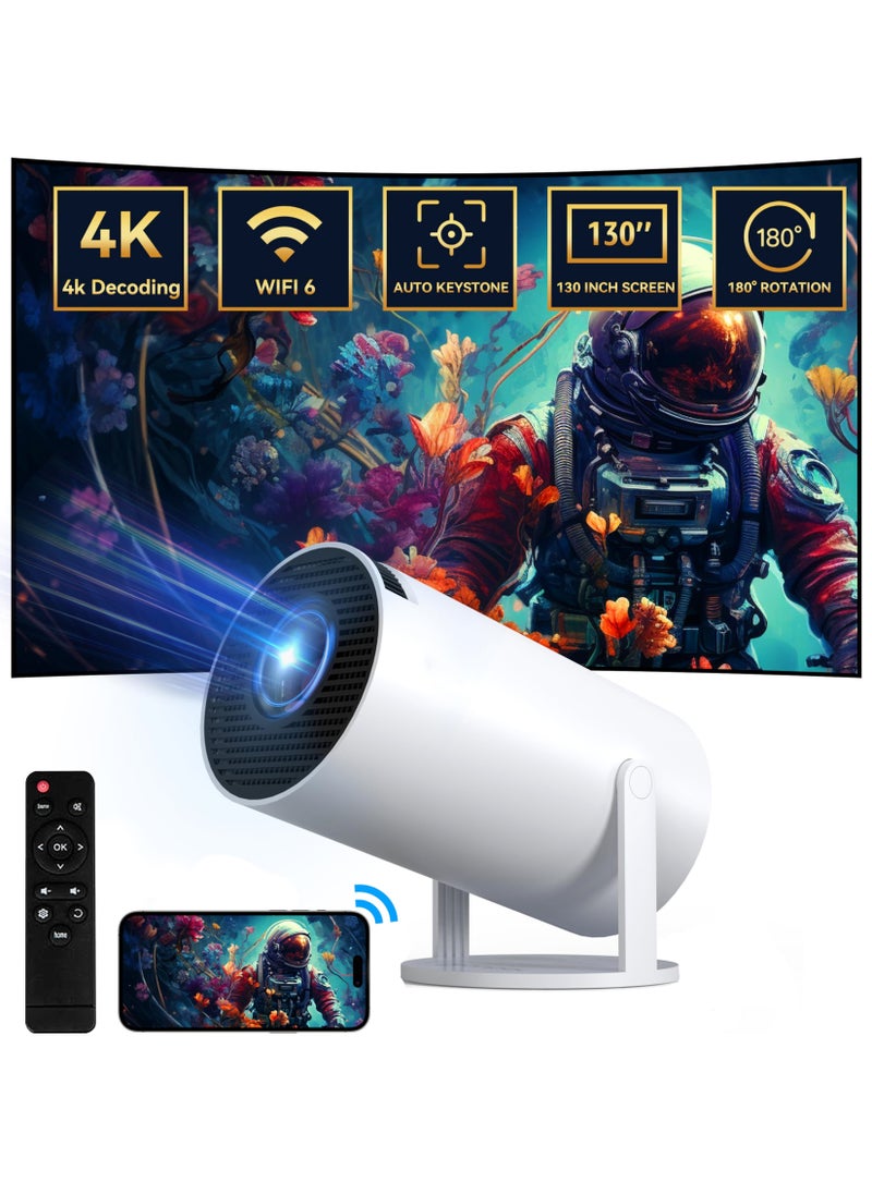 Mini Projector 120ANSI Lumens Android 11 Portable Mini Cinema 130 Inches Screen Display Lamp 4K Home Movie Theater Gaming Video Presentations 180 Degree Rotating Screen Mobile Phone Projection