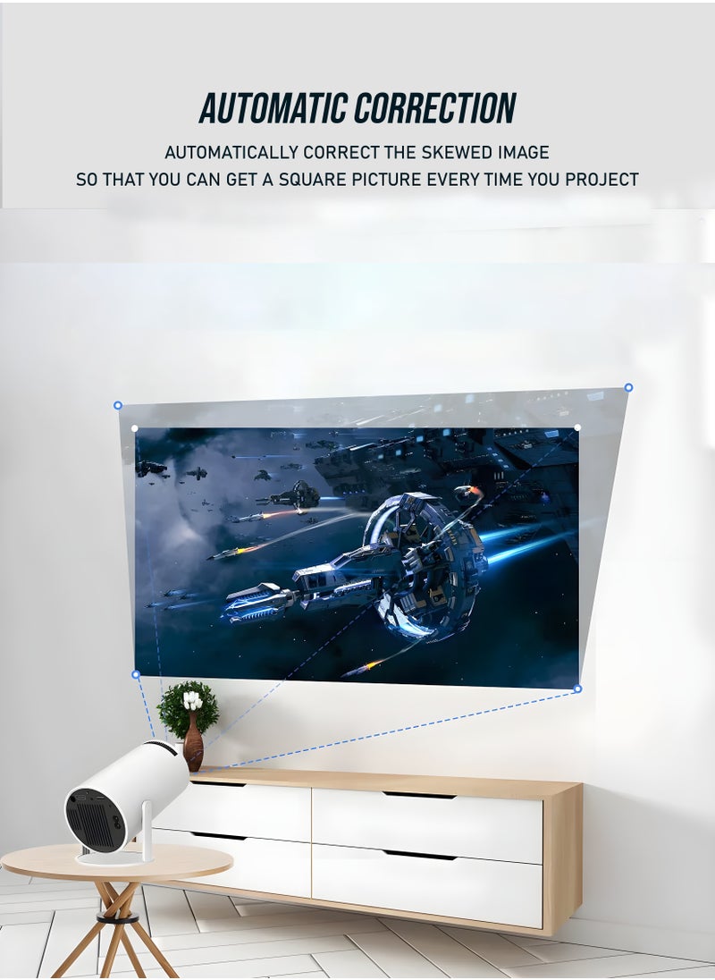 Mini Projector 120ANSI Lumens Android 11 Portable Mini Cinema 130 Inches Screen Display Lamp 4K Home Movie Theater Gaming Video Presentations 180 Degree Rotating Screen Mobile Phone Projection