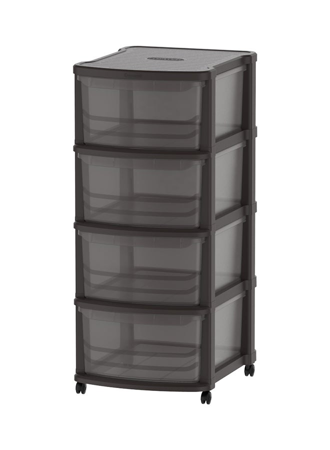 4-Tiers Long-Lasting Light Weight Stylish Compact And Space Saving Easily Cleanable Multi-Purpose Storage Cabinet With Wheels Brown 52 x 42 x 96cm