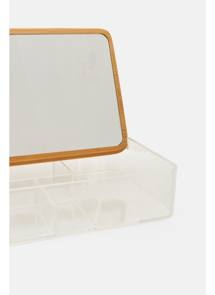 Compact Organizers With Mirror, Transparent/Brown