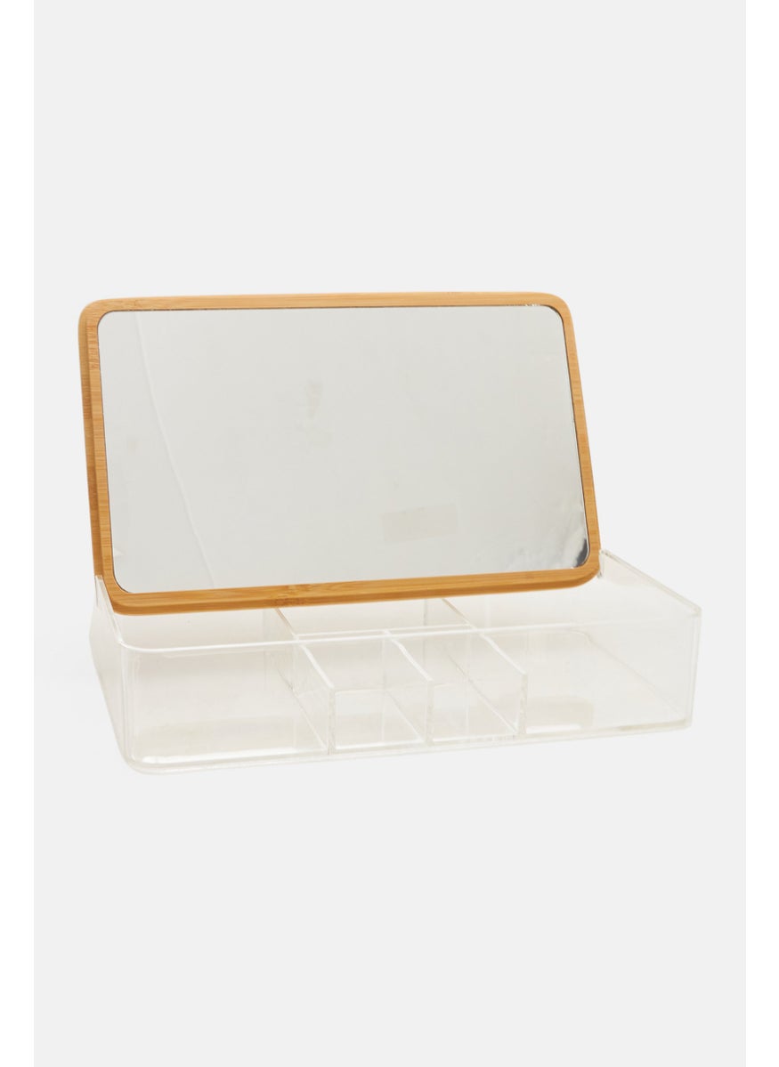 Compact Organizers With Mirror, Transparent/Brown