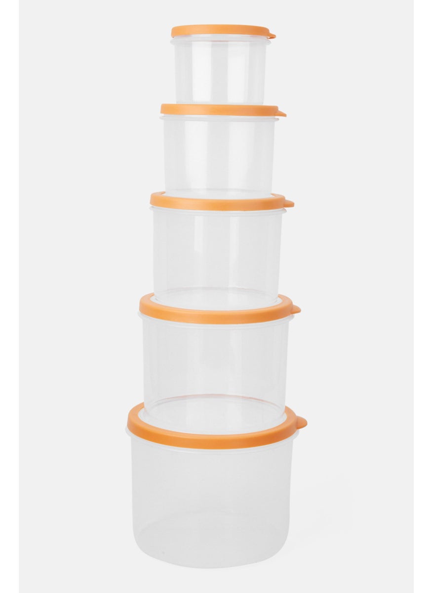 10 Pieces Round Food Storage Set 13,5 H x 16 L cm, Orange