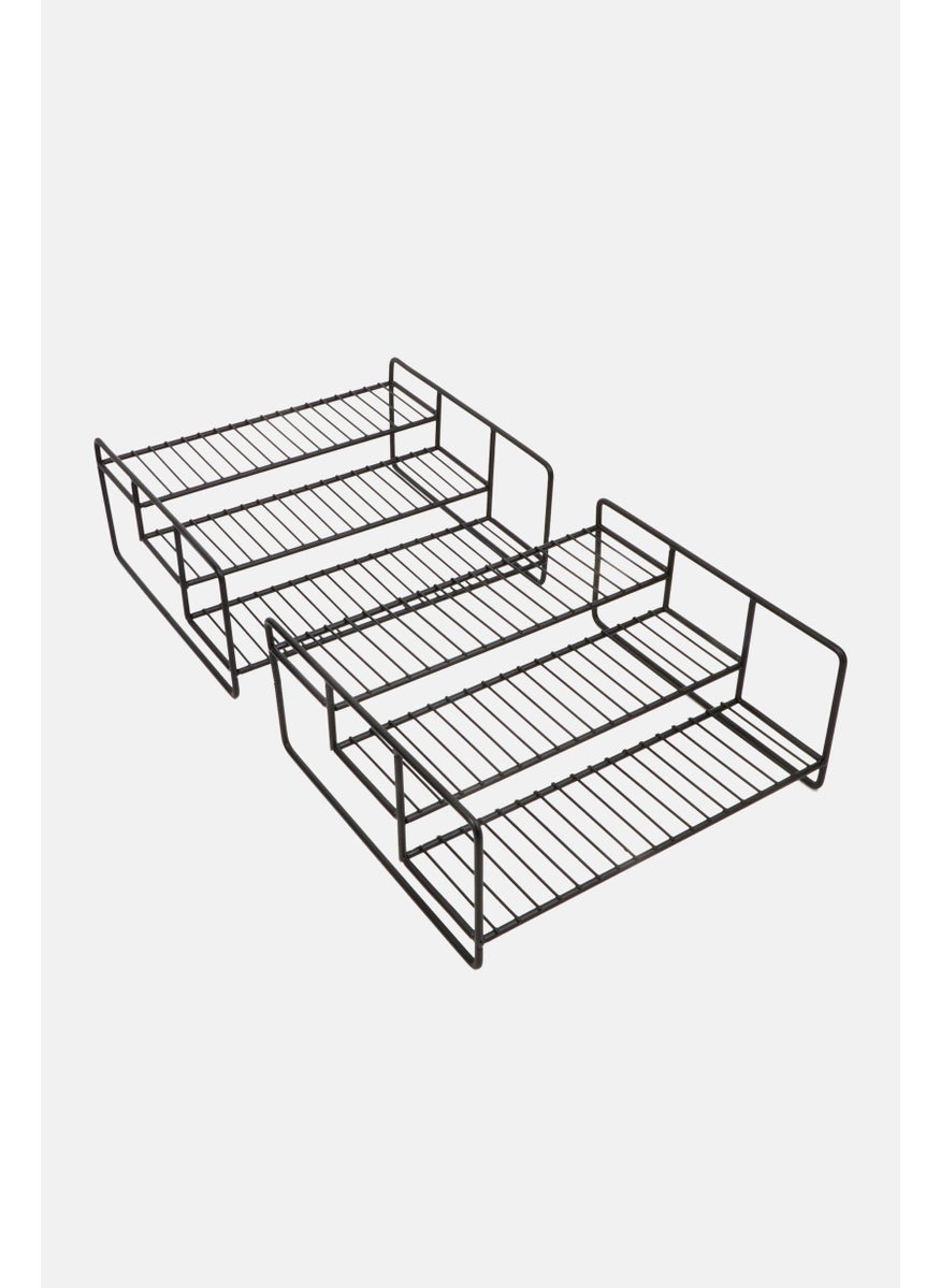 2 Pack 3 Tier Steel Spice Rack Organizer, Dark Grey