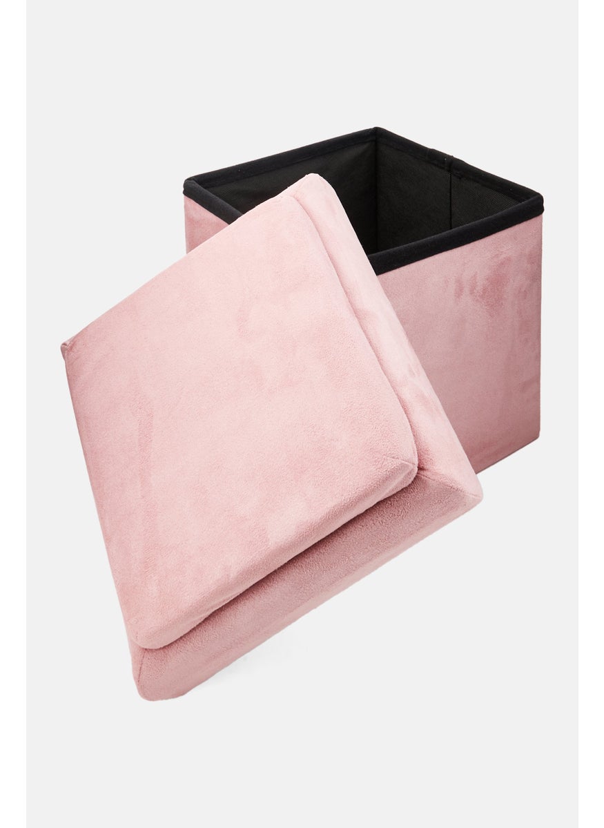 Foldable Storage Pouffe 27 x 30 x 27 cm, Pink