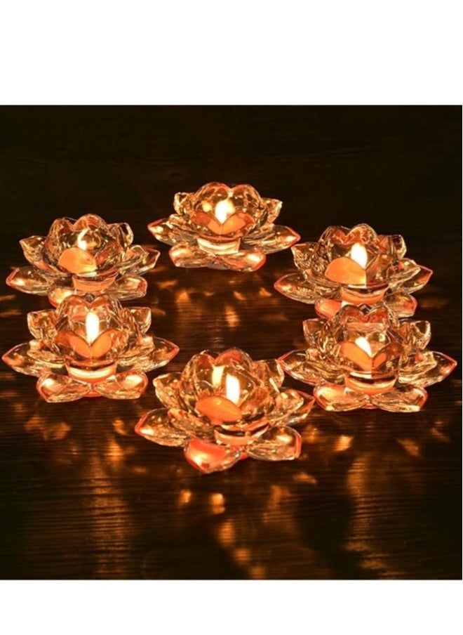 Lotus Shaped Tealight Holder Crystal, Lotus Candle Holders Creative Decoration for Home Decoration Votive Activity Tealight Holders Wedding Gift Idea Clear