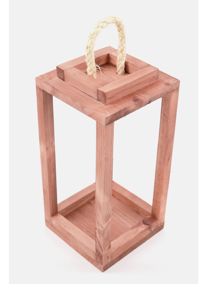 Wooden Lantern 13 L x 25 H x 13 W cm, Tan