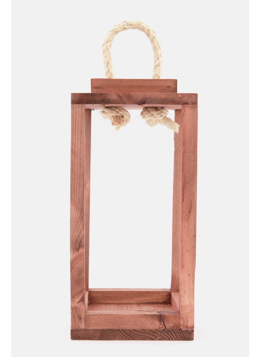 Wooden Lantern 13 L x 25 H x 13 W cm, Tan