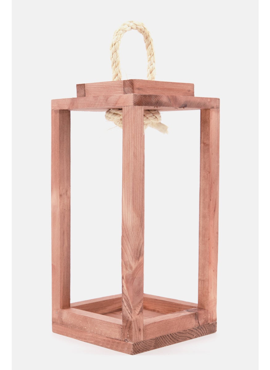 Wooden Lantern 13 L x 25 H x 13 W cm, Tan