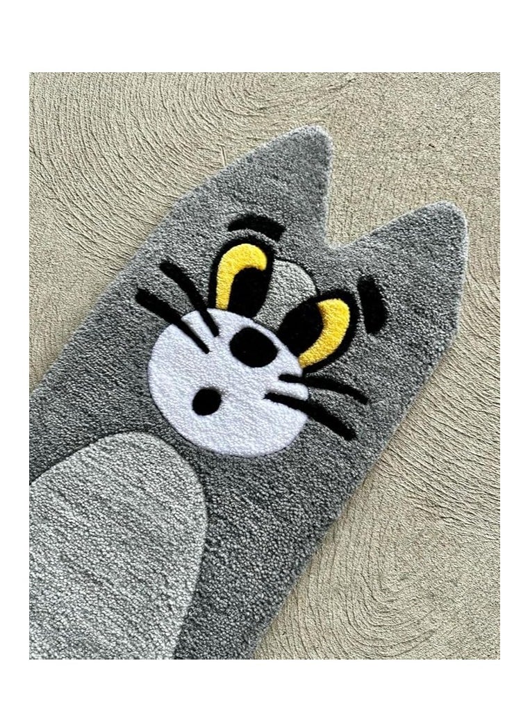 Cartoon Cat Rug Cute Tom Cat Design Soft Cashmere-Like Material (70 x 120 cm)