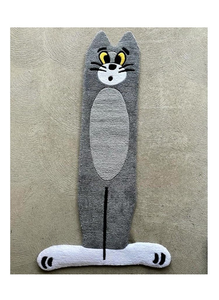 Cartoon Cat Rug Cute Tom Cat Design Soft Cashmere-Like Material (70 x 120 cm)