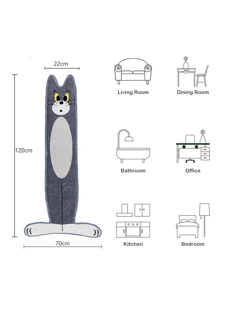 Cartoon Cat Rug Cute Tom Cat Design Soft Cashmere-Like Material (70 x 120 cm)