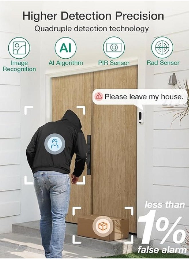 Pro Dual Camera Video Doorbell 2K with Chime, Free Video History, Over 190° Widest Field of View, 5MP Ultra HD Wireless Doorbell Camera, Triple Detection, 5-Min Installation, Battery Powered