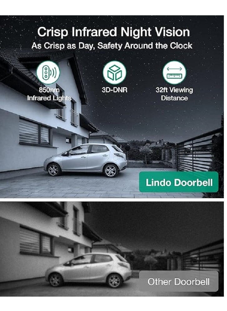 Pro Dual Camera Video Doorbell 2K with Chime, Free Video History, Over 190° Widest Field of View, 5MP Ultra HD Wireless Doorbell Camera, Triple Detection, 5-Min Installation, Battery Powered