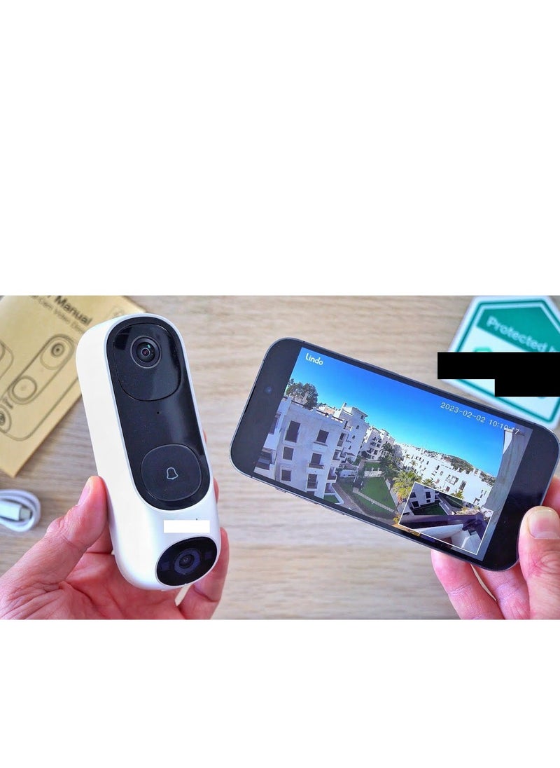 Pro Dual Camera Video Doorbell 2K with Chime, Free Video History, Over 190° Widest Field of View, 5MP Ultra HD Wireless Doorbell Camera, Triple Detection, 5-Min Installation, Battery Powered