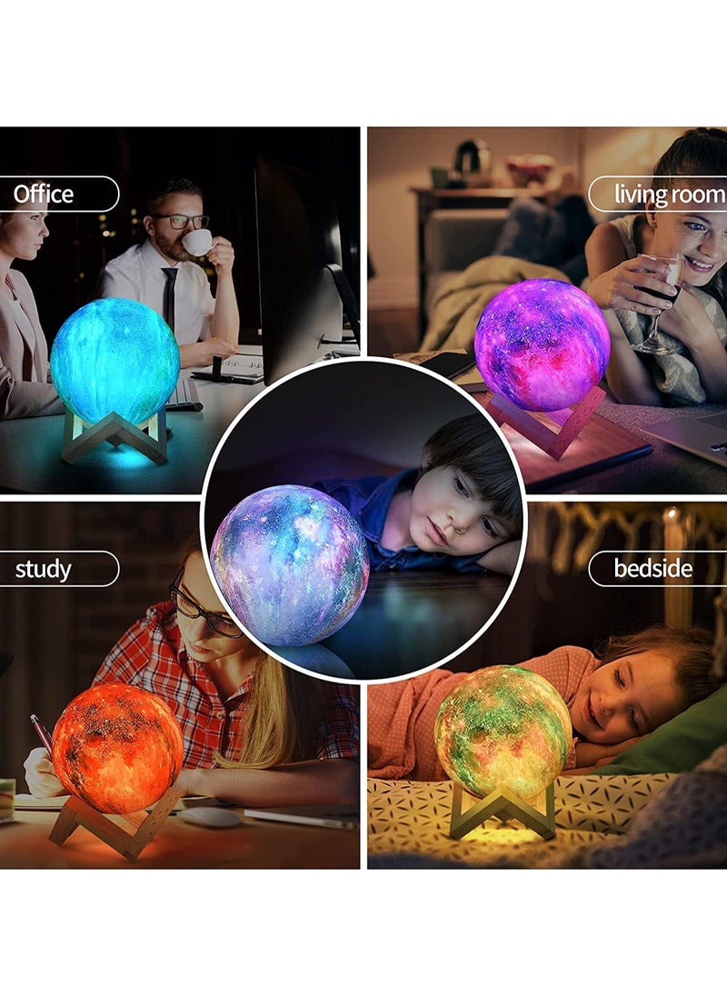 Moon Lamp Kids LED Night Light Lamp, Moon Light Table Lamp, Home Decor with Wooden Holder,