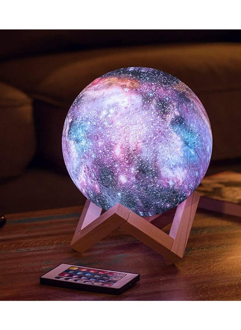 Moon Lamp Kids LED Night Light Lamp, Moon Light Table Lamp, Home Decor with Wooden Holder,