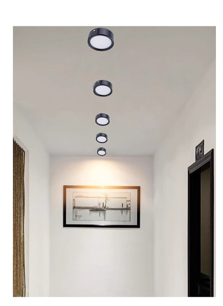 2 Pack Round LED Surface Ceiling Light 100mm 9W,Cool White Colour (6000 K),Indoor Black Surface Mounted Down lamp For Hallway Patio Living Room Corridor Restaurant Office,Aluminum,Driver Included