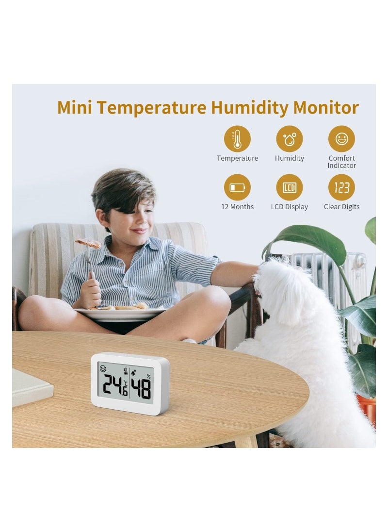 Mini Hygrometer Indoor Thermometer, 2-Pack Hight Accurate Temperature and Humidity Monitor, Humidity Gauge with Degrees Fahrenheit (℉), Humidity Meter Digital for Greenhouse Babyroom Closet