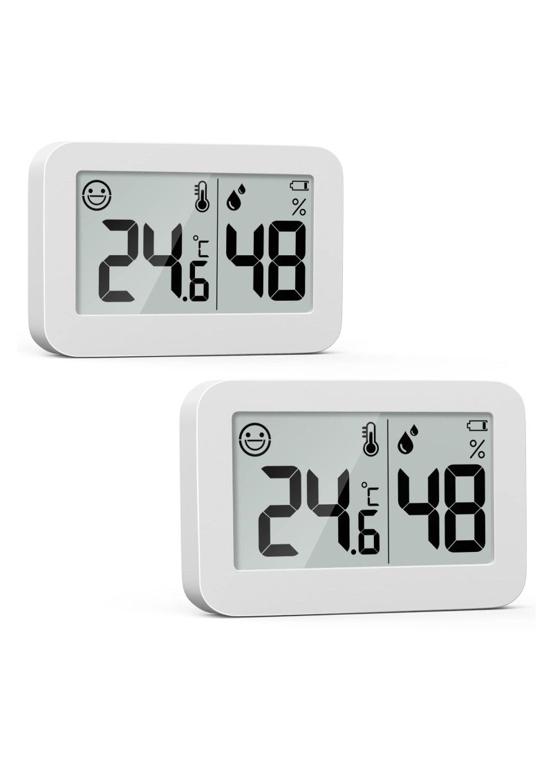 Mini Hygrometer Indoor Thermometer, 2-Pack Hight Accurate Temperature and Humidity Monitor, Humidity Gauge with Degrees Fahrenheit (℉), Humidity Meter Digital for Greenhouse Babyroom Closet