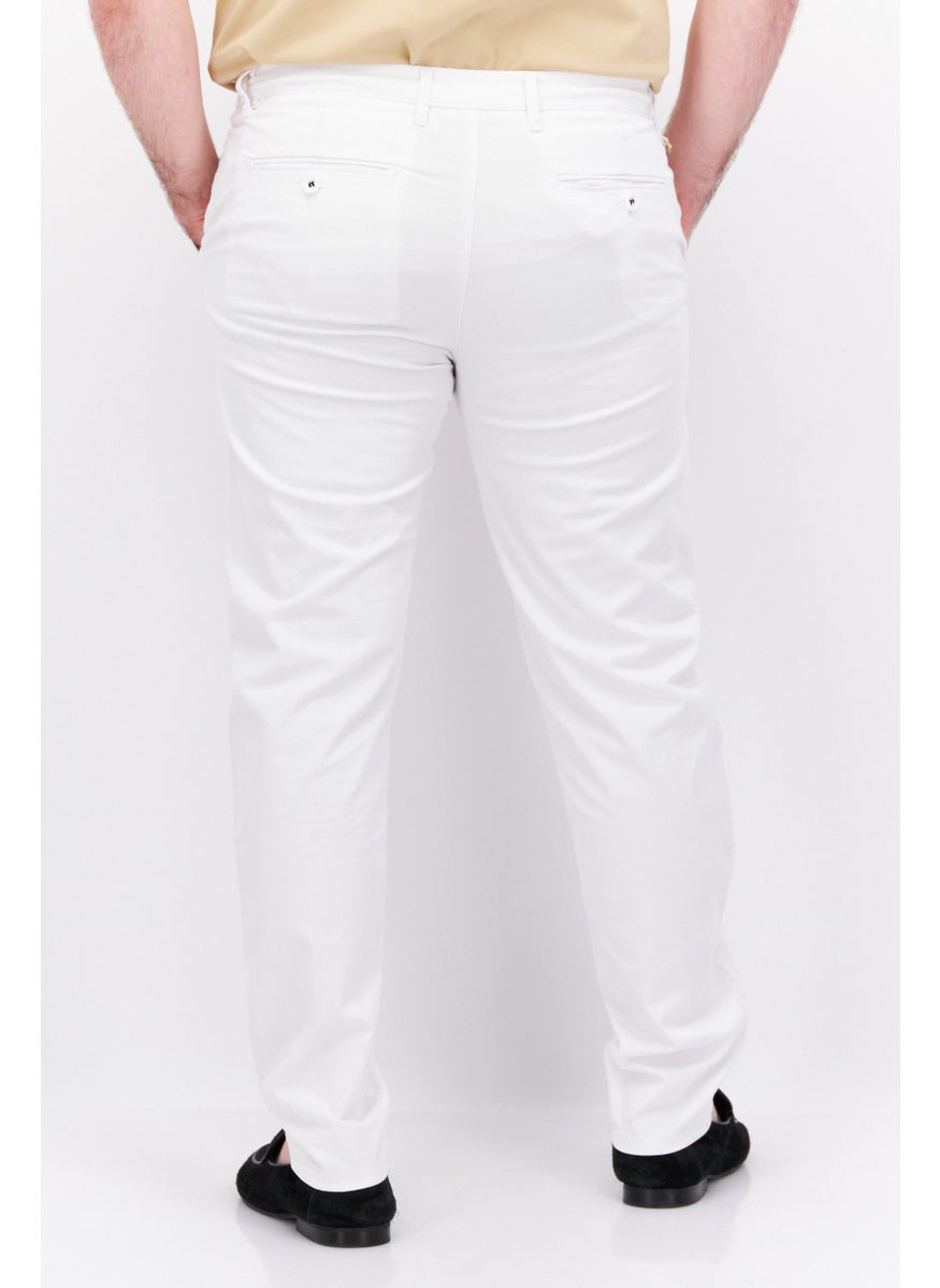 Men Regular Fit Solid Chino Pants, White