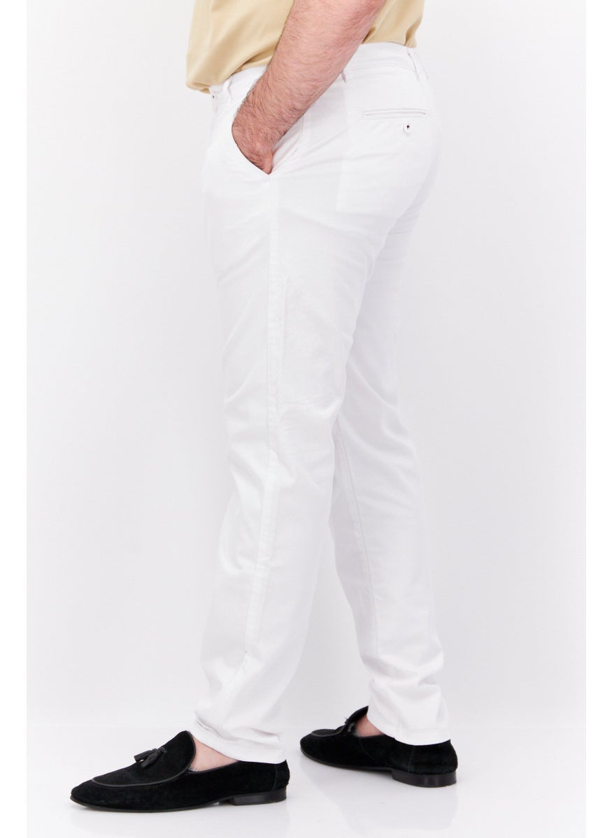 Men Regular Fit Solid Chino Pants, White