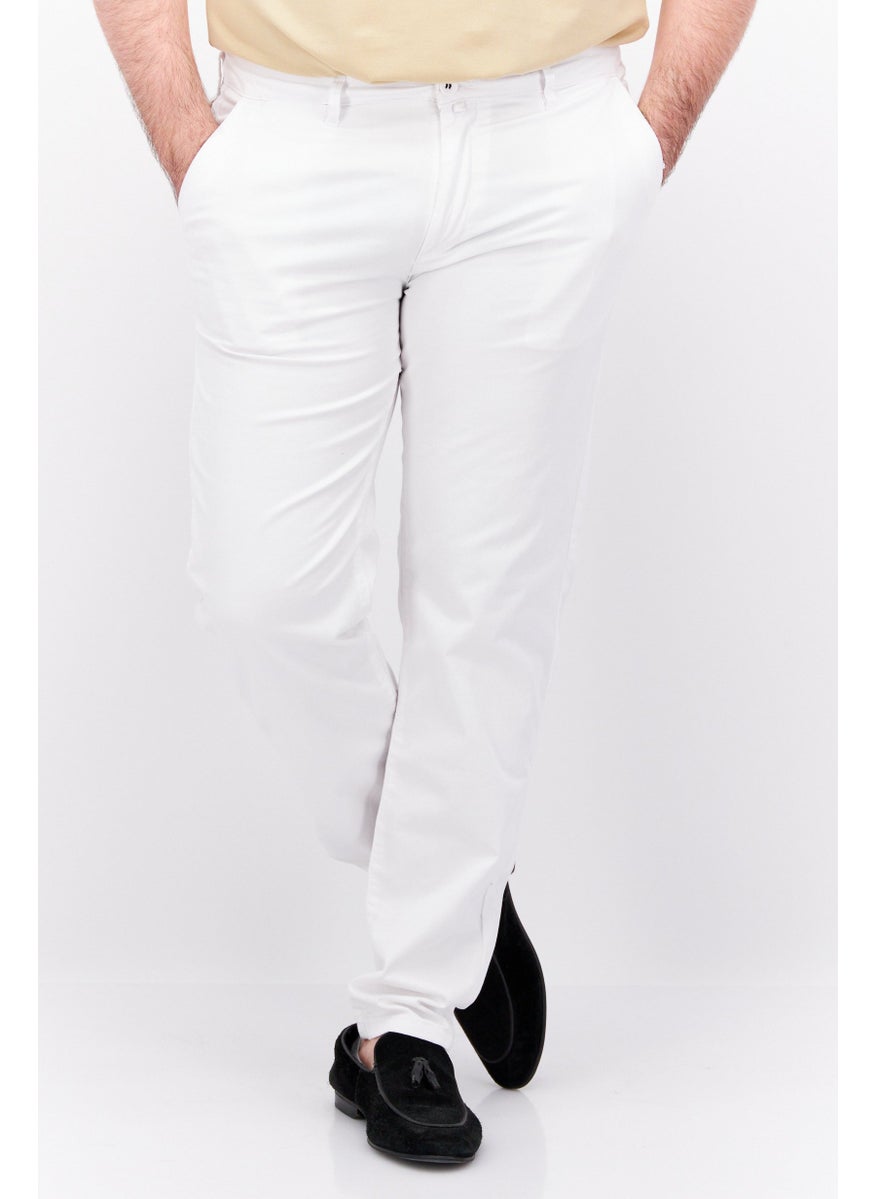 Men Regular Fit Solid Chino Pants, White