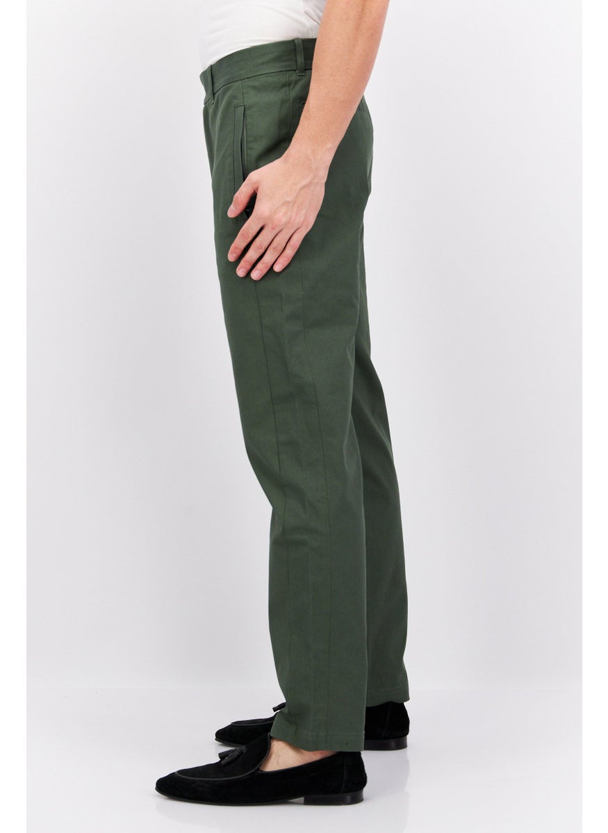 Men Regular Fit Plain Chino Pants, Green