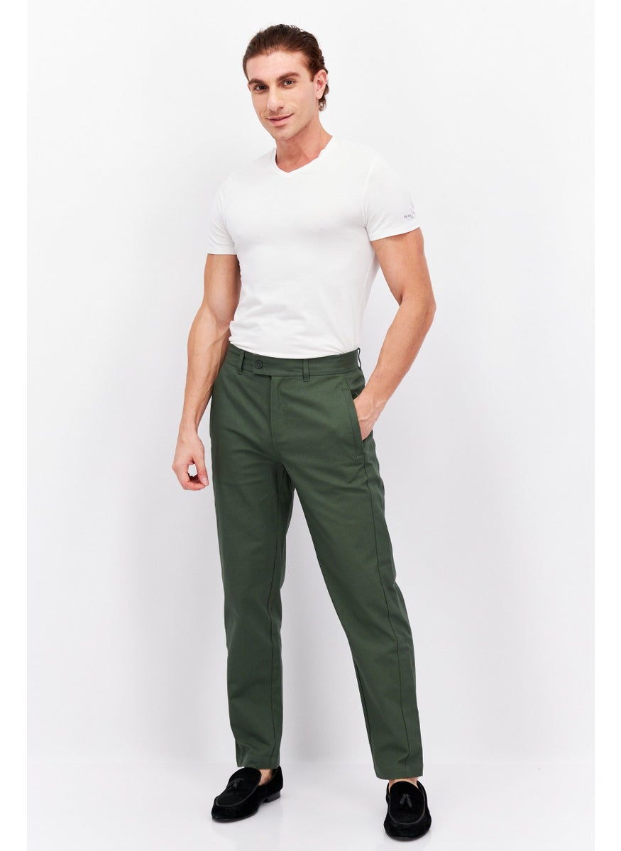 Men Regular Fit Plain Chino Pants, Green