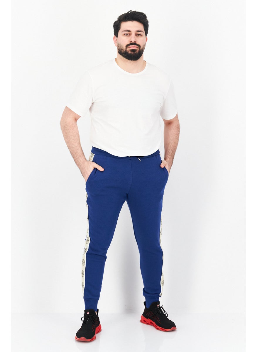 Men Regular Fit Brand Logo Sweatpants, Blue