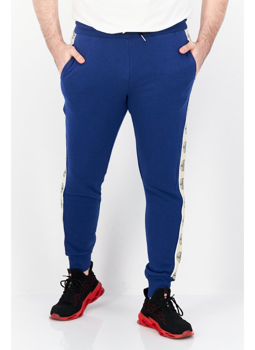 Men Regular Fit Brand Logo Sweatpants, Blue