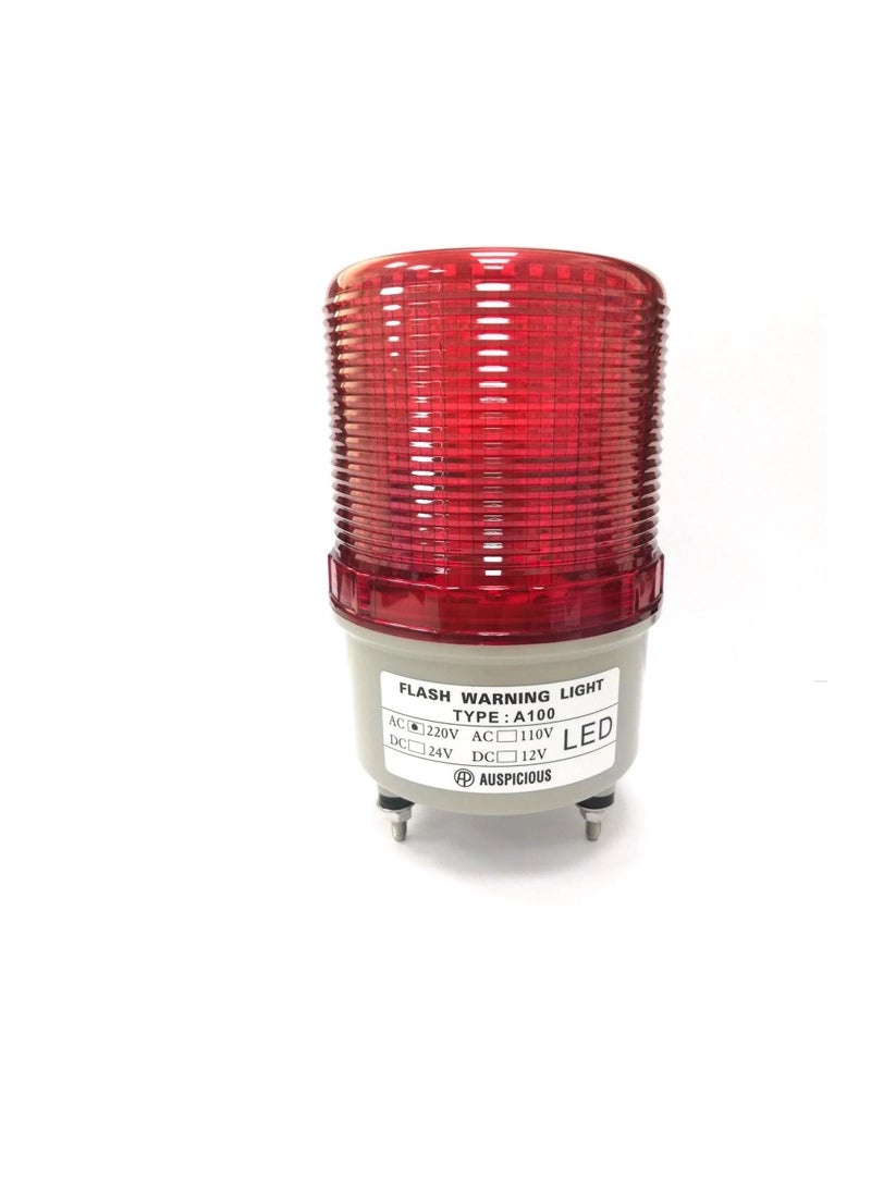 Flashing Red Beacon Light LED with Buzzer Screw Mount A100F 220 VAC