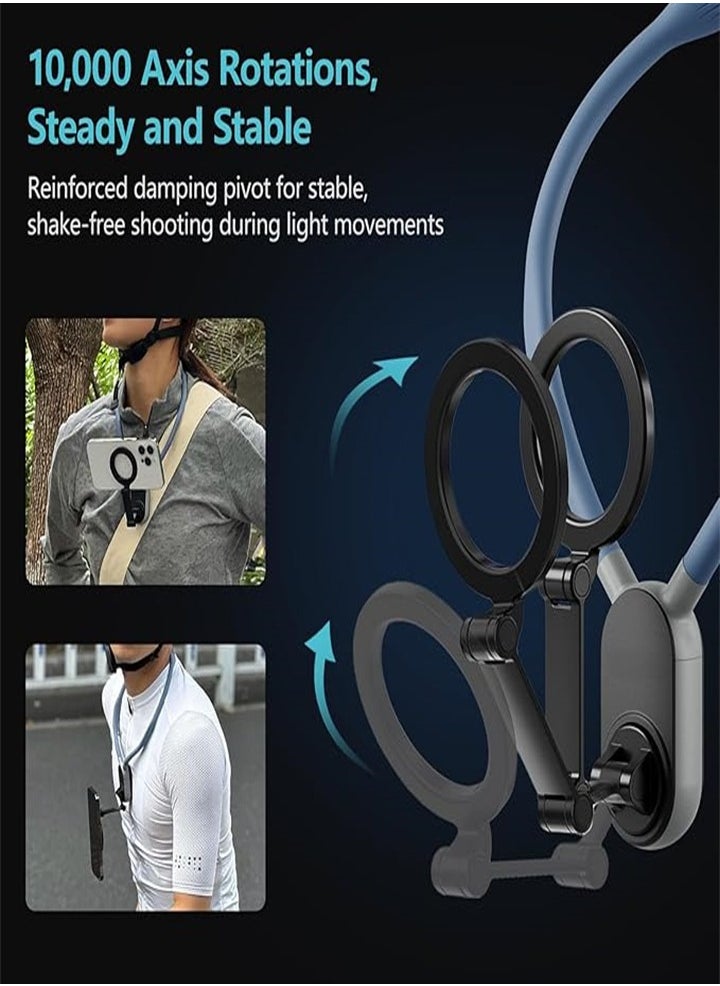 New Neck Phone Holder, Neck Phone Holder POV/Vlog Selfie Holder Hands-Free Phone Neck Holder Video Recording Chest Holder for iPhone 15 14 13 12 Series and All Smartphones (Blue)