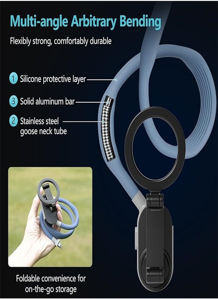New Neck Phone Holder, Neck Phone Holder POV/Vlog Selfie Holder Hands-Free Phone Neck Holder Video Recording Chest Holder for iPhone 15 14 13 12 Series and All Smartphones (Blue)