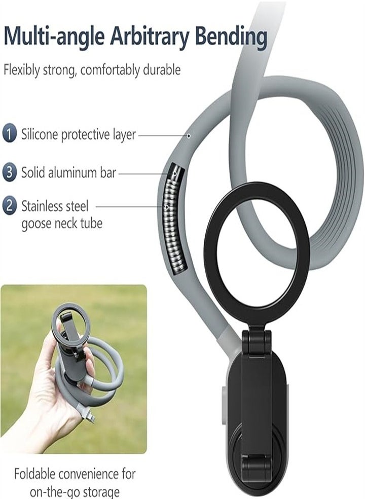 New Neck Phone Holder, Neck Phone Holder POV/Vlog Selfie Holder Hands-Free Phone Neck Holder Video Recording Chest Holder for iPhone 15 14 13 12 Series and All Smartphones (Gray)