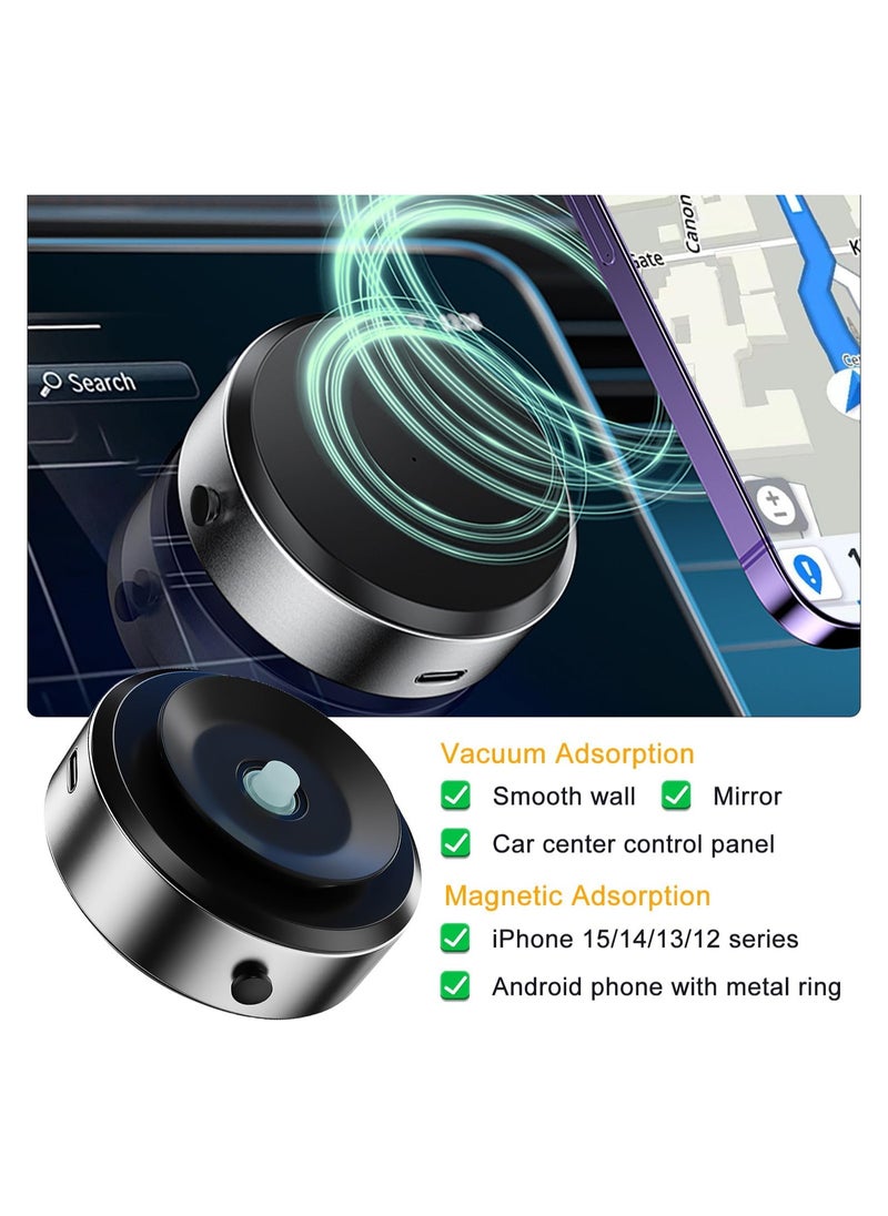 Vacuum Magnetic Suction Cup Phone Mount, Hands-Free Magnetic Suction Mount for Car/Gym/Mirror/Smooth Surface, Shower Phone Holder for Magsafe iPhone 16/15/14/13/12 & All Phones, Silver