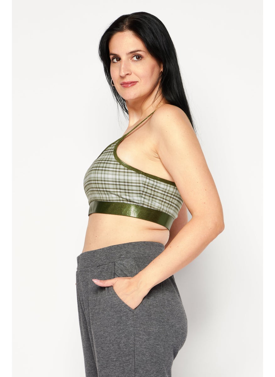 Women Non Padded Training Sports Bra, Olive Combo