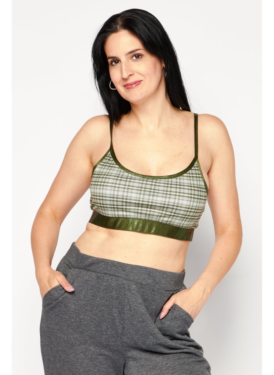 Women Non Padded Training Sports Bra, Olive Combo